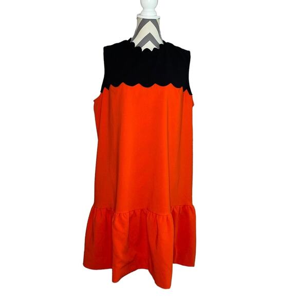 Victoria Beckham x Target Scallop Trim Ruffle Mini Dress Orange & Black Size 1X - Picture 3 of 9